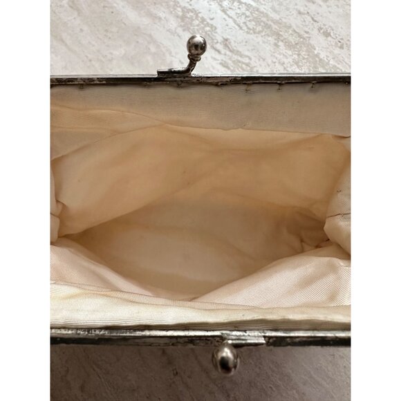 Vintage Beaded Evening Clutch Purse Chain Handle & Metal Frame Old Hollywood - Picture 3 of 5